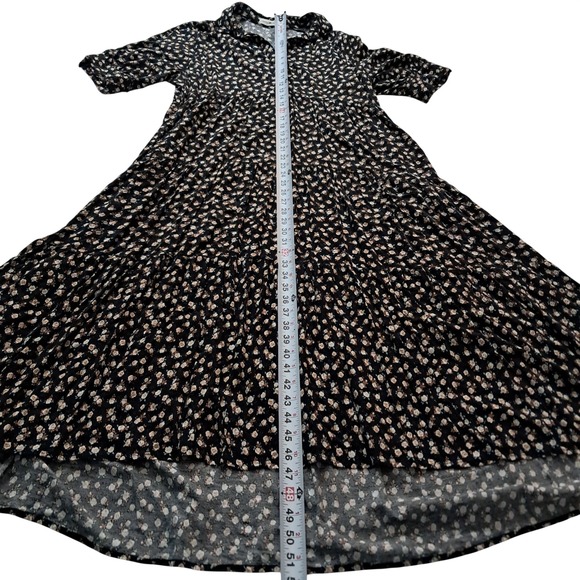 Natural Life Dress Women's XL Midi Black Ditsy Floral Cottagecore - Picture 9 of 11